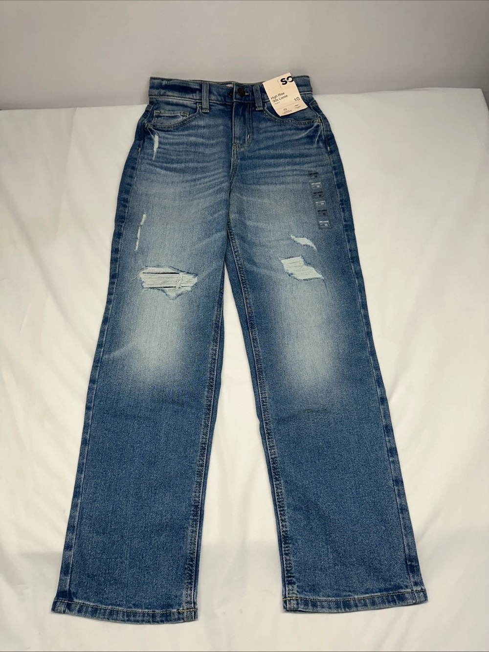 SO High-Rise Distressed Straight Jeans - Blue